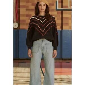 The Great. Women Bobble Pom Pom Sweater S Blue B2547